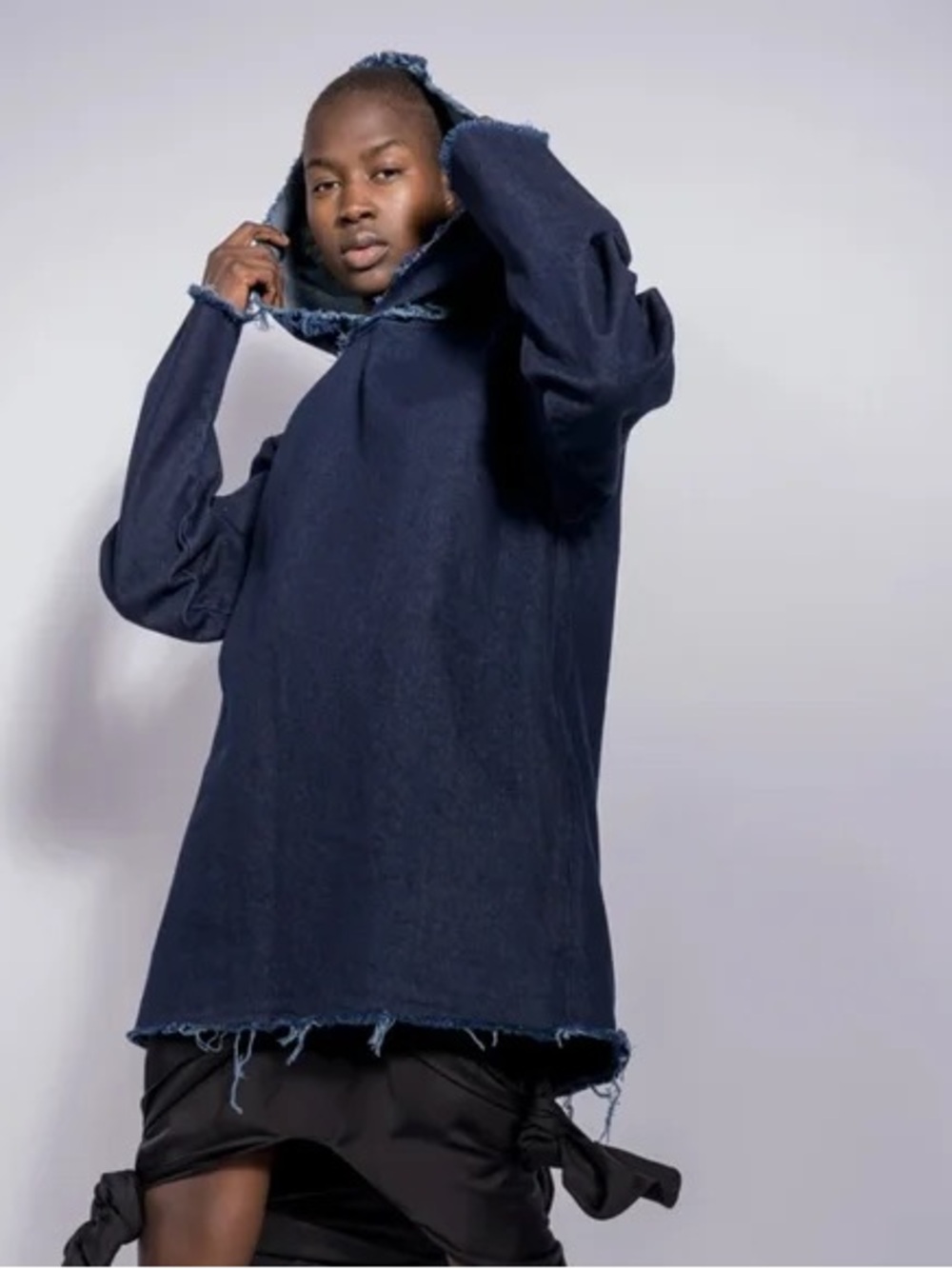 Marques Almeida Oversized Hooded Poncho Hoodie Pullover Jean Jacket Pockets